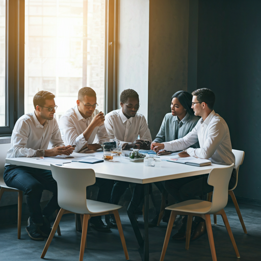 Team collaborating around a table